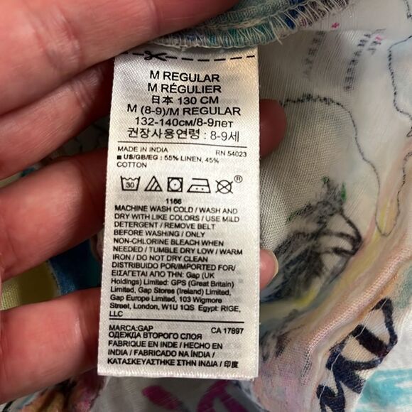 GAP KIDS Linen Blend Colorful Map Print Sleeveless Shirt Dress, size 8 - Picture 8 of 8